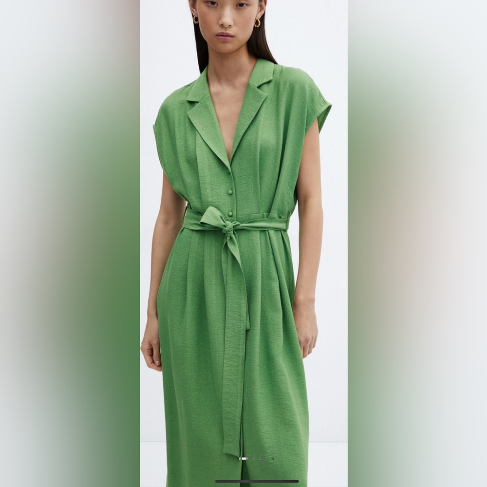 NWT Mango Green Button Shirt Dress